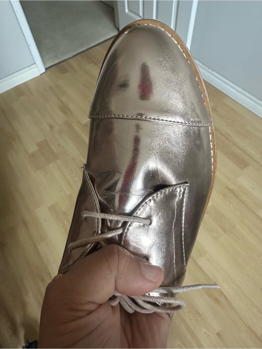 ALDO Rose Gold Metallic Platform Oxford Shoes Women’s US 9 EU 40 Lace-Up - Picture 8 of 16